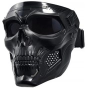 Resim Willowhaven 2pcs Kafatası Desenli Motor Yüz Maskesi - Atv, Offroad Ve Motocross İçin Tam Yüz Gözlük, Siyah Yetişkin Boy 