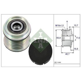 Resim Ina 535002810 Alternatör Kasnağı Rulmanlı Clıo Iı-kng-mgn-scenıc 1.9dcı-1.9dtı-lgn Iı 1.8 16v-2.0 16v F9q 7701055871-7701477502-7701207807 