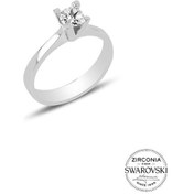 Resim Gümüş Swarovski Tek Taş Yüzük (536533074) 