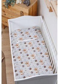 Resim Organik Bebek Boy Lastikli Çarşaf Seti 80x140 - Uzayda Ayı 