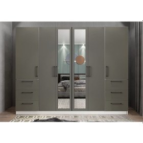 Resim Zeren 6 Kapaklı Çekmeceli Gardırop Dolap Fb 270 Cm 