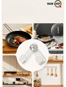 Resim Mainshop 2'li Set Yapışkanlı Tencere Kapağı Askısı Ve Tabak Tutucu - Delme Gerektirmez M-56 Beyaz 