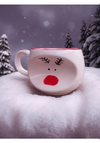 Resim Yeni Yıl El Yapımı Seramik Kupa Beyaz - Çok Renkli 