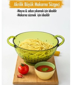 Resim Akrilik Yeşil Makarna Süzgeçi & Sebze Meyve Süzgeçi Çok Renkli 