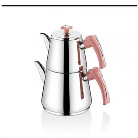 Resim Inter Çelik Hanzade Aile Boyu Çaydanlık Pembe Çelik - Pembe 