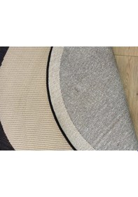 Resim Çam Halı Sisal 9716 Bej / Siyah Bordürlü Daire Jüt Sisal Kilim - 120x120 