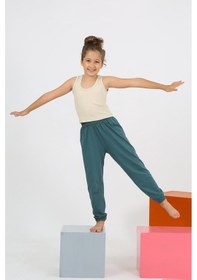 Resim Akbeniz Kız Çocuk Sıfır Kol Ten Rengi Penye Pijama Takım 20433 Bej Melanj 