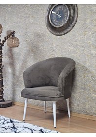 Resim Zafir Tekli Teddy Beyaz Boyalı Sivriltme Ayak Çay Seti Koltuk Tekli Berjer , Balkon, Salon, Ofis Kahverengi 