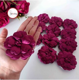 Resim Gelincimherşey Bordo 12'li Lastikli Gül Model Saten Kumaşlı Pamuklu Nedime El Gülü 