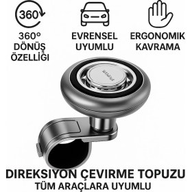Resim Polham 360 Derece Dönebilen Direksiyon Çevirme Topuzu – Tüm Araçlarla Uyumlu, Kamyon, Tır, Traktör, Direksiyon Çevirme Topuzu 