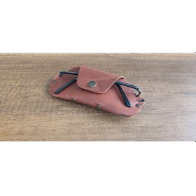 Resim Sumerian Leather Craft Deri Gözlük Kılıfı Tarçın + Anahtarlık 