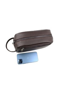 Resim Deri,Se Club 1993 Erkek Kahverengi Kozmetik Makyaj Tıraş Çantası Erkek El Çantası 