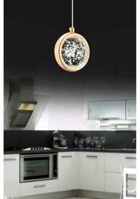 Resim İstanbul Avize Dünya Tekli Gold Ledli Modern Lüx Avize Gold 