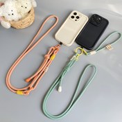 Resim 1 adet Metal Klipsiz Çizgili Naylon Telefon Askısı - Anti-Kayıp Taşınabilir Anahtarlık, Açık Hava Yürüyüşü için Dayanıklı Çapraz Askı, Akıllı Telefonlar için Çok Renkli Seçenekler (Yeşil, Turuncu, Pembe), Yürüyüş Ekipmanı, Şık Telefon Aksesuarı, Sağlam Klips Ekleme 