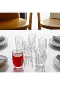 Resim Kosova Kristal Desen 7 Cm Kahve Yanı Bardak Şık Ve Zarif Sunumlar İçin 6 Lı Set Şeffaf 