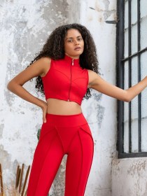 Resim Lismina Dikiş Modelli Spor Büstiyer Sporcu Sütyeni Kırmızı 