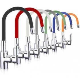 Resim No 35 Moda Esnek Kıvrılabilir Renkli Silikon Oynar Başlıklı Musluk Bataryası Başlığı Kubar 