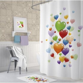 Resim Zethome Heart Balloons Banyo Duş Perdesi Tek Kanat 1x180x200 Duşakabin Perdesi 
