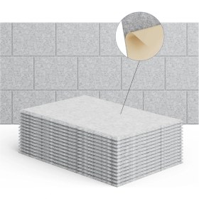 Resim Skyeyyt 15 Paket 12X8X4 Inç Akustik Duvar Panelleri, Kendi Yapışkanlı Ses Emici Panel, Stüdyoları Kaydetme Için Gümüş Gri (Yurt Dışından) 