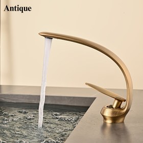 Resim Banyo Altın Siyah Lavabo Vani Pirinç Bakır Tek Delik 1 Delik Tek Kolu Tek Tutma Fırçalanmış Altın Fırçalanmış Nikel Banyo Muslukları, Benzersiz Banyo Musluğu 1 Delik 