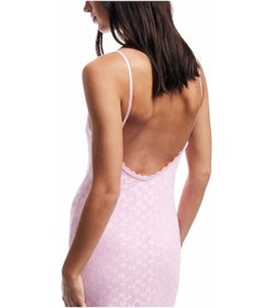 Resim Koton Slim Fit Astarlı Yırtmaç Detaylı İnce Askılı Dantel Elbise Pembe 5sak80061pk Gül 