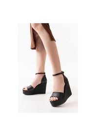 Resim Asmi Shoes Kadın Dolgu Topuklu Ayakkabı Rahat Yüksek Topuklu 11cm Siyah Siyah 