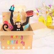 Resim 1 Adet Komik Maymun 3D Açılır Doğum Günü Kartı "Mutlu Yıllar!" Afişi ve Balonlarla - El Yapımı Kağıt Parti Davetiye Kartı Zarf ile, Yazma Alanı, Ev Dekorasyonu için Doğum Günleri, Yıldönümleri, Kutlamalar, Eğlenceli Doğum Günü Kartları, Oyunbaz Tasarım, Zarfla Birlikte 