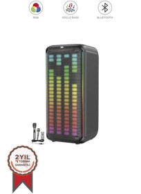 Resim Torima KTS-1911 Siyah Mikrofonlu Kumandalı Rgb Ledli Taşınabilir Bluetooth Hoparlör Parti Speaker 