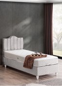 Resim Setay Baza, Trend Tek Kişilik Baza Başlık Letto Yatak Seti - Gri 