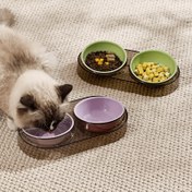 Resim 1 adet WhiskerWare Yüksek Çift Kaplı Mama Kabı Kedi ve Küçük Köpekler İçin - Dayanıklı Plastik Yükseltilmiş Evcil Hayvan Besleme İstasyonu, Kaymaz Ayaklı, Kolay Besleme İçin Çapraz Ağız Tasarımı 