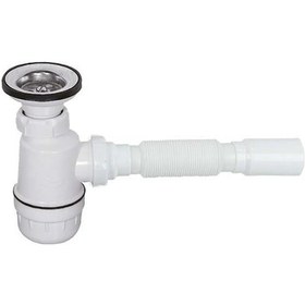 Resim Plastik Taslı Lavabo Eviye Gider Sifonu Körük Çıkışlı 