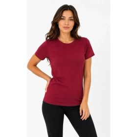 Resim Marsilyan Basic Tişört Bisiklet Yaka Kısa Kol Günlük Yazlık Slim Fit T-Shirt - Bordo 