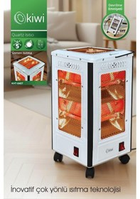 Resim Kiwi Kht-8407 Quartz Isıtıcı 5 Yönlü Isıtma & Enerji Tasarruflu Kuvars Tüp & Taşınabilir Tasarım 