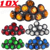Resim 10 adet DC12V Mini Yuvarlak LED Işık Gömme Yan Araç Lambası Gösterge Işıkları Tekne Kamyon Kamyon Karavan Römork ATV 