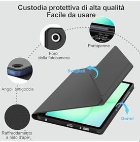 Resim m.tk moveteck Samsung Galaxy Tab A11+ ile Uyumlu Bluetooth Klavyeli Kılıf, SM-X230, Mavi, Kalem Bölmeli 