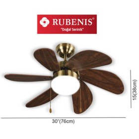 Resim Rubenis Rbt306 Brw Glob Aydınlatmalı Tavan Vantilatörü 