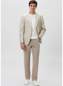 Resim Network Slim Fit Bej Mono Yaka Jakarlı Dokuma Ceket 