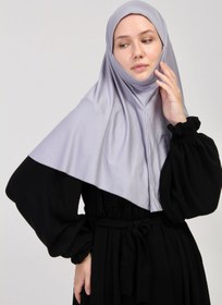 Resim manolyaşal islamic hijab Pratik Eşarp Peçeli-peçesiz Hazır Türban Sufle Gri 
