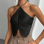 Resim Kadınlar için Seksi Çapraz Sırtlı Halter Yaka Tank Top - Düz Siyah Yazlık Kolsuz Üst, Makinede Yıkanabilir & Kuru Temizlenebilir, Günlük veya Resmi Giyim için Çok Yönlü, Akıcı Kumaş 