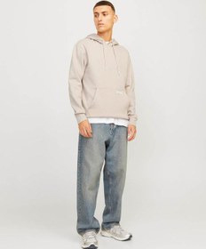 Resim Jack & Jones Erkek Sweatshirt Bej 12256534 Jjelegacy Sweat Hood Noos 25kw21000482 W2100381 Bej 