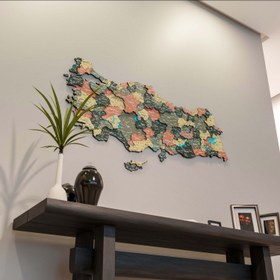Resim Türkiye Siyasi Haritası - UV Baskılı 3D Ahşap Duvar Dekoru (Sage) - 180x93 cm 