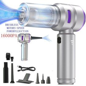 Resim Kablosuz El Tipi Elektrikli Süpürge Güçlü Emiş, 3 Hız, Fırçasız Motor, USB Şarj, Lityum Pil, Anti-Statik, 16000PA Emiş, Araba ve Ev Kullanımı İçin 