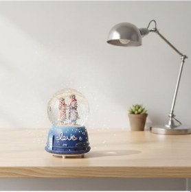 Resim Pilli Işıklı Müzikli Kar Küresi El Ele Sevgili Figürlü Eğlenceli Masaüstü Biblo, Led Aydınlatmalı Dekoratif Hediyelik Kar Küresi 