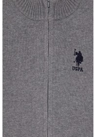 Resim U.S. Polo Assn. Erkek Çocuk Gri Melanj Fermuarlı Triko Hırka 50295560-VR086 