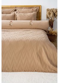 Resim Rivaistanbul Noris Camel Çift Kişilik %100 Pamuklu Nakışlı Nevresimli Pike Takımı - 7 Parça Çeyiz Seti 