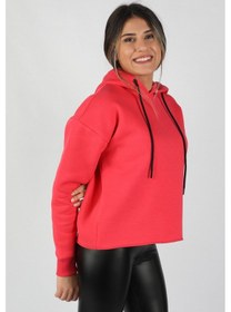 Resim Kadın Kapüşonlu Sweatshirt Nar Çok Renkli 