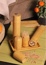 Resim Madras Standlı Tuzluk Biberlik Öğütücü Değirmen Seti Büyük 6 Parça 