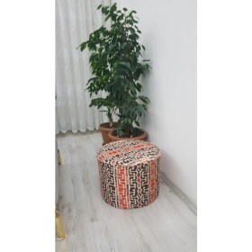 Resim Nesil Home Desenli Dijital Baskılı Oturma Pufu Ayak Dayama Puf Bench 