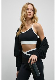 Resim Urban Beat Sturban Kadın Esnek Ve Yumuşak Dokulu Kontrast Kumaşlı Askılı Siyah Spor Sütyeni siyah 