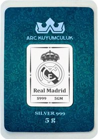 Resim Real Madrid Temalı 999 Ayar Gümüş İle Tasarlanmış Hediyeye Özel 5 Gram Gümüş Külçesi-757 